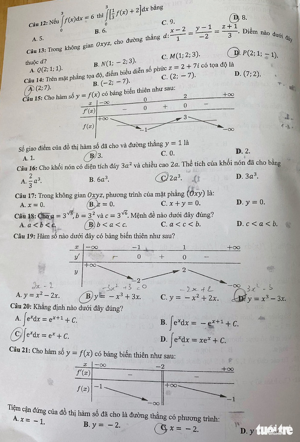 Đề thi toán kỳ thi tốt nghiệp THPT 2022 - Ảnh 2.