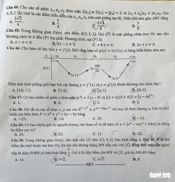 Đề thi toán kỳ thi tốt nghiệp THPT 2022 - Ảnh 5.