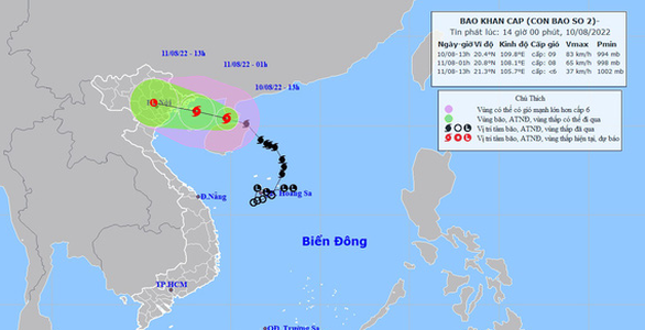 Bão số 2 giật cấp 11, đang hướng vào vùng biển Quảng Ninh - Nam Định - Ảnh 1.