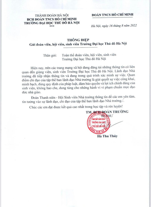 Trường đại học Thủ đô Hà Nội tạm dừng công việc giảng dạy với thầy giáo bị tố quấy rối tình dục - Ảnh 1.