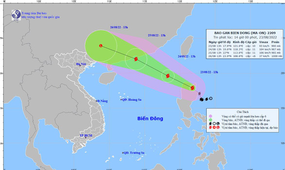 Bão Maon giật cấp 12 đang hướng vào khu vực phía bắc Biển Đông - Ảnh 1.