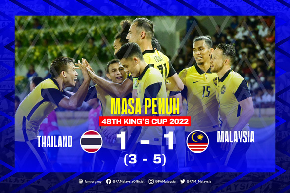 Malaysia loại sốc Thái Lan ở bán kết Kings Cup 2022 - Ảnh 1.