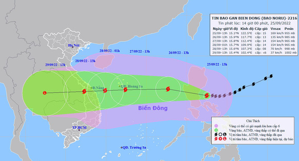 Từ chiều và đêm 27-9, bão Noru ảnh hưởng đến Trung Bộ, có nhiều dự báo cấp độ bão - Ảnh 2.