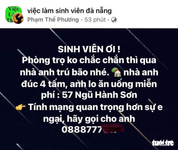 Nhiều người Đà Nẵng nhường nhà của mình cho người dân đến nhà trú bão - Ảnh 3.