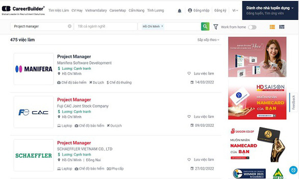 Tuyển dụng Project Manager tại CareerBuilder - Ảnh: Internet