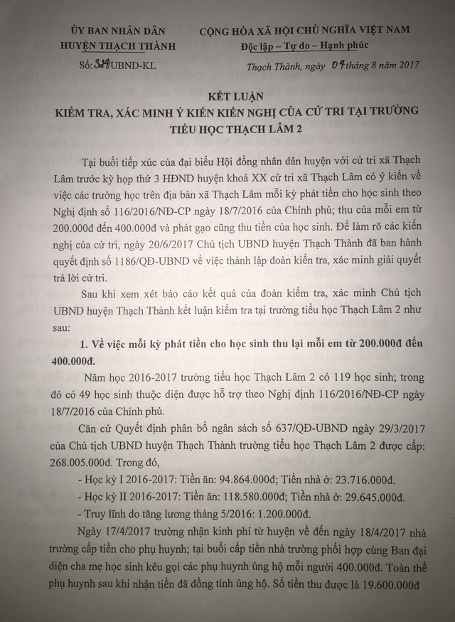 Thanh Hóa: Trường tự ý thu tiền hỗ trợ học sinh nghèo để tu sửa cơ sở vật chất - Ảnh 1.