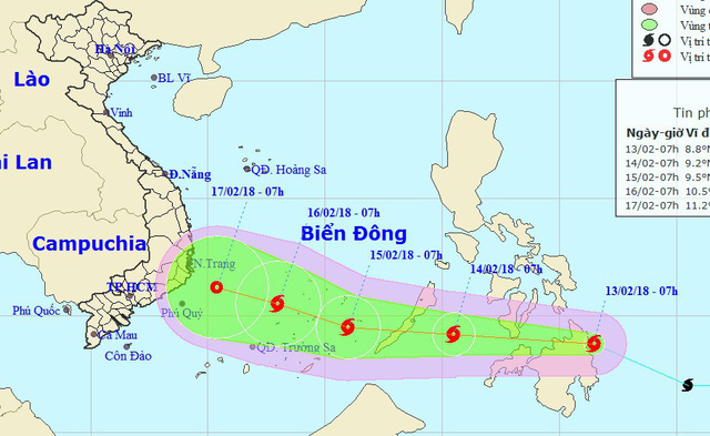 Bão Sanba mạnh lên, áp sát Trường Sa ngay tết - Ảnh 1.