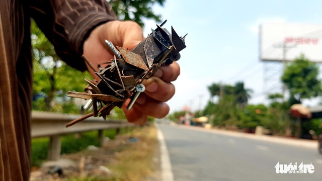 Đinh xuất hiện trên quốc lộ 1, chính quyền ra tay thu gom - Ảnh 1.