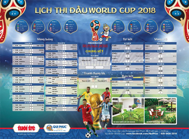 Báo Tuổi Trẻ mến tặng bạn đọc lịch thi đấu World Cup 2018 - Ảnh 1.