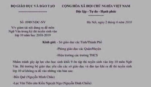 Bộ Giáo dục không chỉ đạo giới hạn kiến thức môn Ngữ văn thi vào lớp 10 - Ảnh 1.