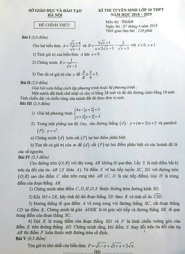 Thí sinh than đề toán lớp 10 Hà Nội khó, lo lắng lộ đề - Ảnh 1.