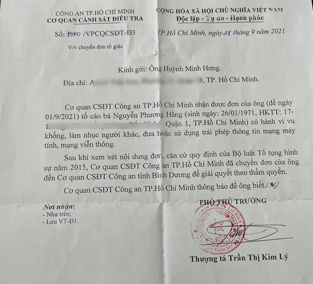 Công an TP.HCM chuyển đơn của Đàm Vĩnh Hưng tới Công an Bình Dương - Ảnh 1.
