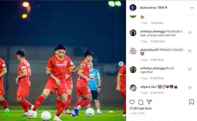 Dân mạng Indonesia tấn công chửi bới Đoàn Văn Hậu trên Instagram - Ảnh 1.