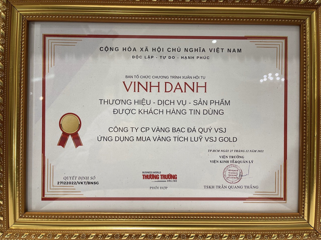 Ứng dụng VSJ Gold nhận giải thưởng ‘Thương hiệu được khách hàng tin dùng’ - Ảnh 2.