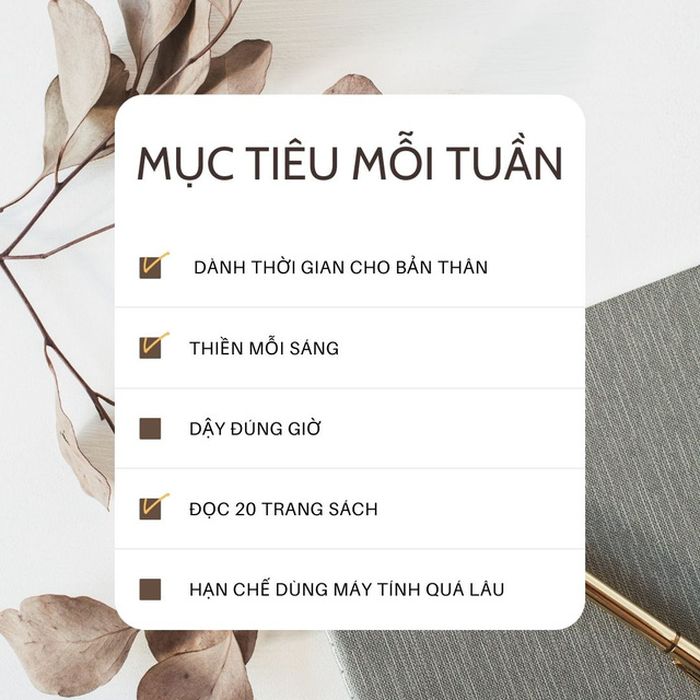 Mẫu Canva thiết lập mục tiêu theo từng tuần - Ảnh: Canva