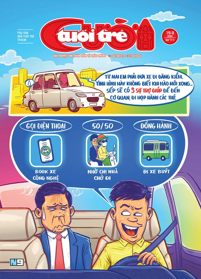 Tuổi Trẻ Cười số ra 15-3-2023: Muốn đăng xuất vì đăng kiểm! - Ảnh 1.