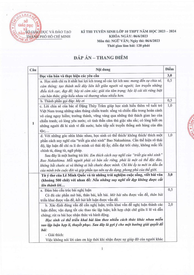 Đề thi và đáp án chính thức Kỳ thi tuyển sinh lớp 10 tại TP.HCM - Ảnh 3.