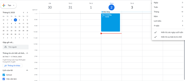 Bạn có thể quản lý thời gian theo ngày, tuần, tháng dễ dàng trên Google. Ảnh: chụp màn hình