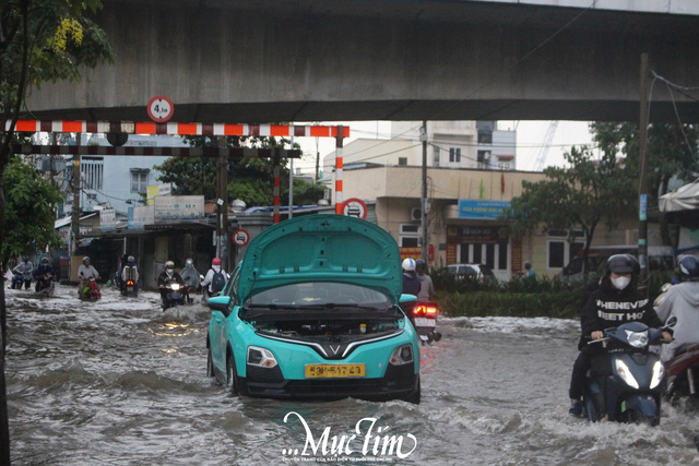 Mưa lớn, triều cường ngập nửa bánh xe, học sinh chật vật về nhà- Ảnh 9.