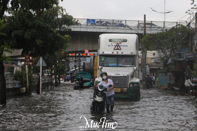 Mưa lớn, triều cường ngập nửa bánh xe, học sinh chật vật về nhà- Ảnh 15.