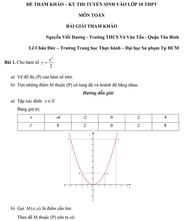 Bài giải gợi ý đề tham khảo môn toán kỳ thi tuyển sinh lớp 10 năm 2025 tại TP.HCM- Ảnh 1.