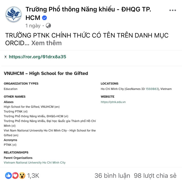 Trường Phổ thông Năng khiếu có tên trong danh mục ORCID- Ảnh 3.