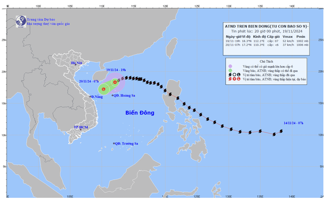 Dự báo thời tiết đêm 19, ngày 20-11 và tin áp thấp nhiệt đới- Ảnh 1.