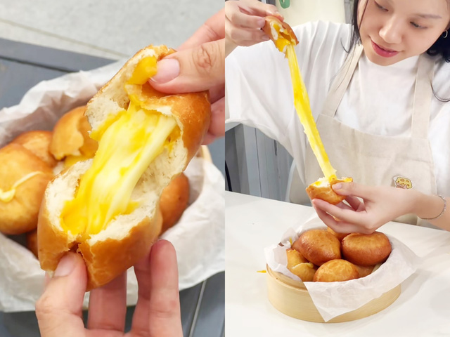 Bánh tiêu phô mai trứng chảy - trend ẩm thực mới của giới trẻ- Ảnh 1.