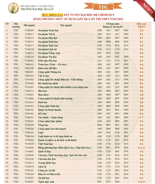Điểm sàn xét kết quả thi THPT năm 2024 Trường đại học Đà Lạt, Lạc Hồng, quốc tế Hồng Bàng- Ảnh 2.