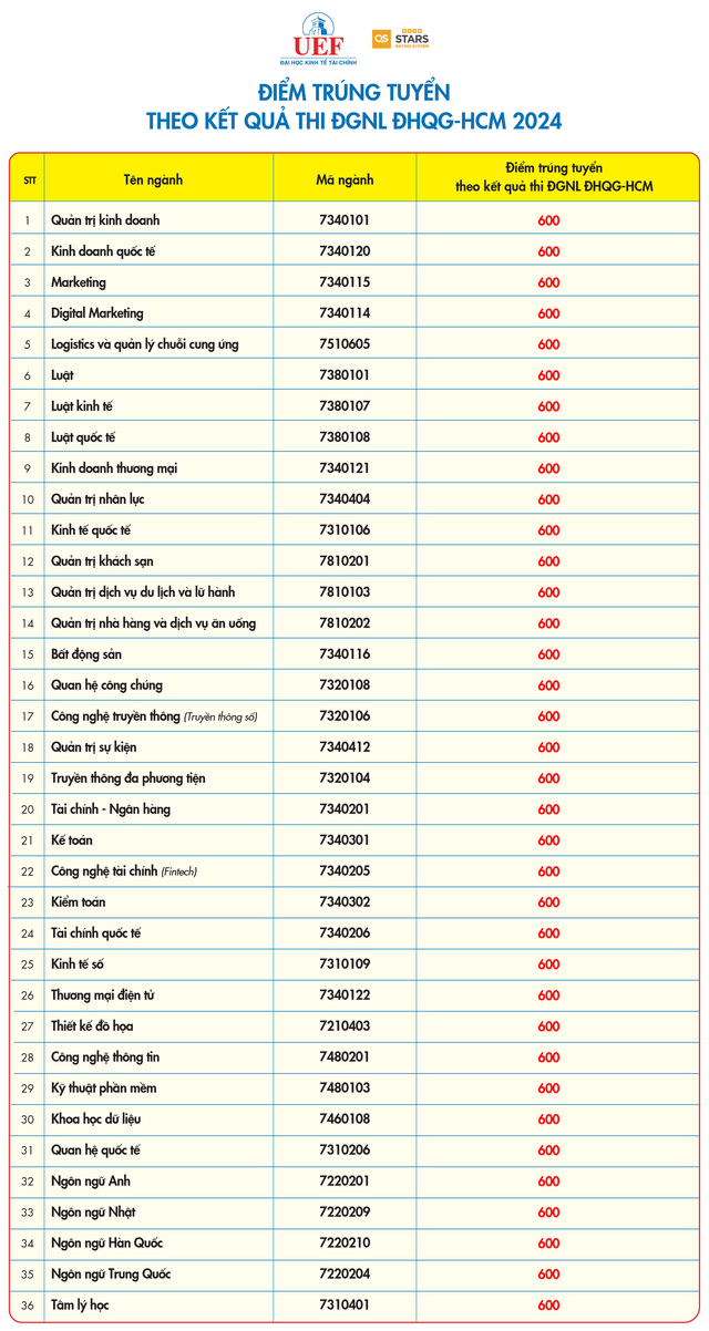 Điểm chuẩn đánh giá năng lực của Trường đại học Kinh tế - Tài chính TP.HCM là 600/1200- Ảnh 3.