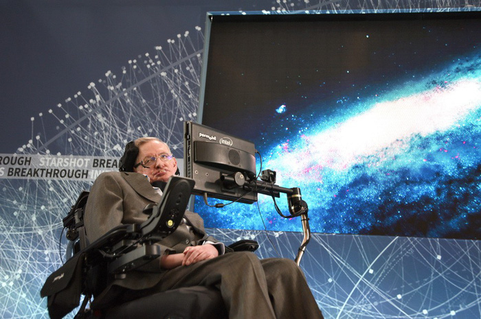 stephen hawking at one world observatory on april 12, 2016 in new york city