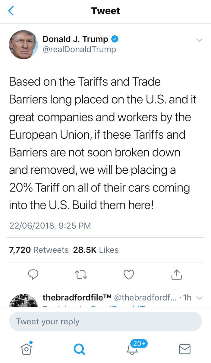 Thế giới xe nín thở khi Donald Trump định tăng thuế ôtô lên 20% - Ảnh 1.