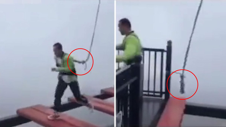 Chàng trai nhảy trên cầu cao ngàn mét mới biết dây đai an toàn bị lỏng