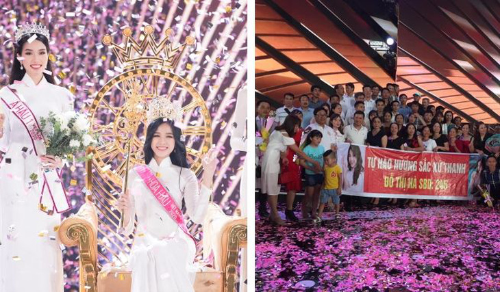 Gia đình cả 100 người vào cổ vũ cho tân hoa hậu Đỗ Thị Hà
