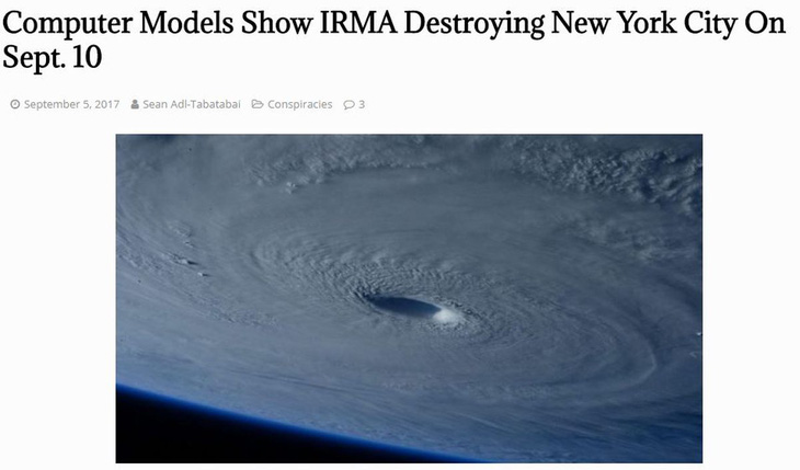 Siêu bão Irma sẽ phá huỷ New York là tin giả - Ảnh 1.