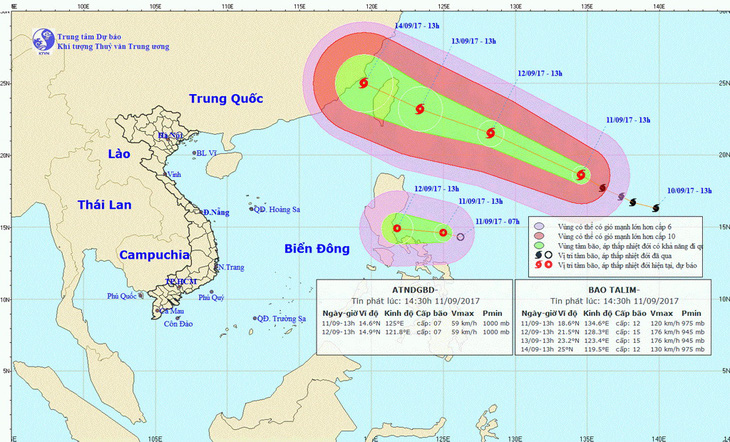 Xuất hiện bão mạnh và áp thấp nhiệt đới ngoài Biển Đông - Ảnh 1.