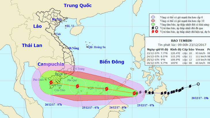 Bão Tembin đang trên đường tiến vào Biển Đông - Ảnh 1.