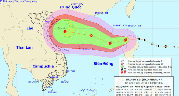 Bão số 11 hướng vào miền Trung, gió giật cấp 15 - Ảnh 1.