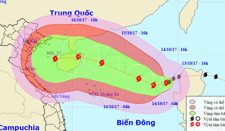 Bão có khả năng lại đổi hướng, gió giật cấp 13 ở Biển Đông - Ảnh 1.