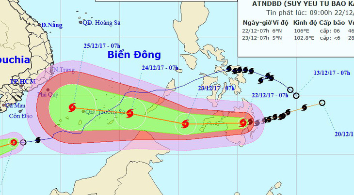 Bão Tembin mạnh lên, diễn biến phức tạp - Ảnh 1.