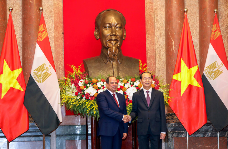 Chủ tịch nước Trần Đại Quang tiếp đón Tổng thống Ai Cập - Ảnh 1.