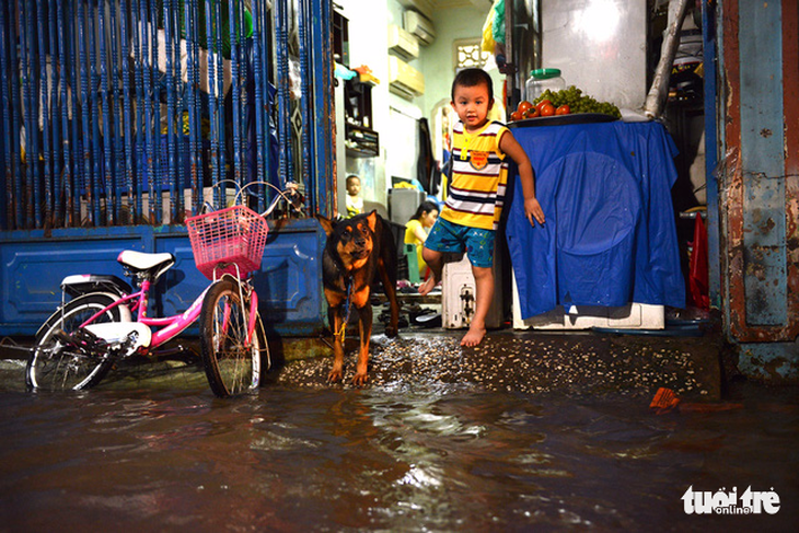 Không mưa, người Sài Gòn vẫn bì bõm lội nước - Ảnh 11.