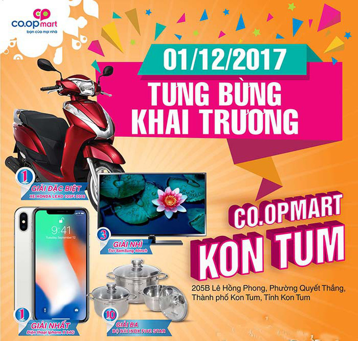 Cơ hội trúng Iphone X tại Co.opmart Kon Tum dịp khai trương - Ảnh 2.
