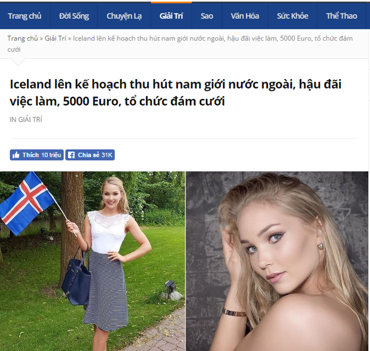 Không có chuyện lấy vợ Iceland được trả 5.000 USD mỗi tháng - Ảnh 1.