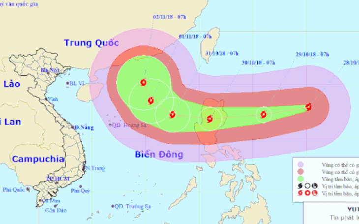 Siêu bão Yutu mạnh cấp 16 xuất hiện gần Biển Đông