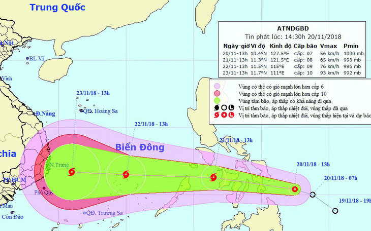 Áp thấp nhiệt đới mạnh cấp 7, cách miền Trung Philippines 300km