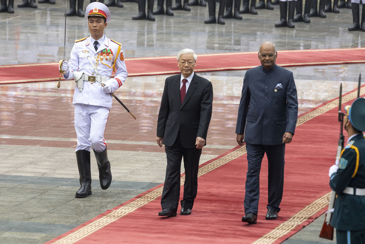 Chủ tịch nước Nguyễn Phú Trọng đón tiếp Tổng thống Ấn Độ Kovind - Ảnh 2.