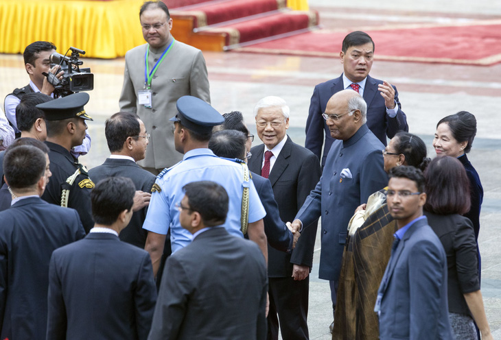 Chủ tịch nước Nguyễn Phú Trọng đón tiếp Tổng thống Ấn Độ Kovind - Ảnh 3.