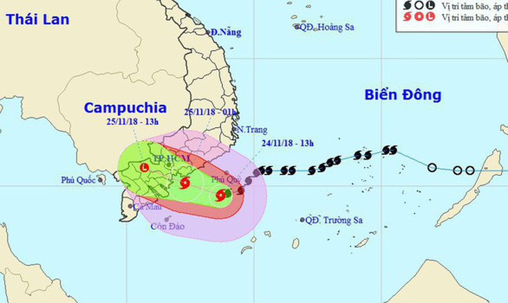 Chiều 24-11, bão số 9 tiến sát Vũng Tàu, Phan Thiết - Ảnh 1.