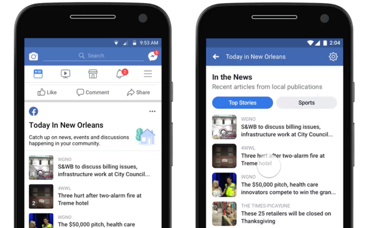 Ngăn tin giả, Facebook cung cấp thêm kênh tin tức địa phương